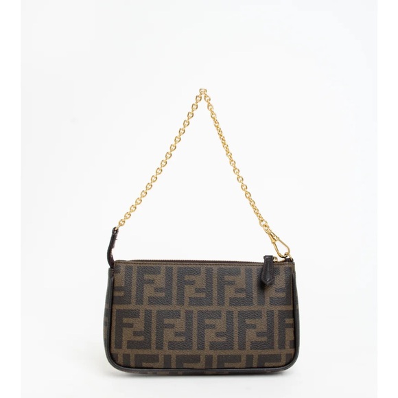 Authentic Fendi Chain Pochette Zucca Coated Canvas - Picture 2 of 12